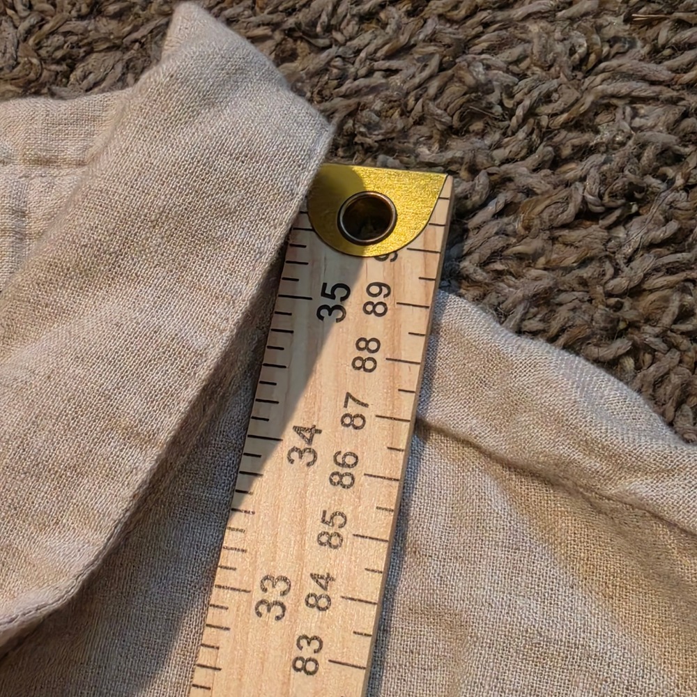 Banana Republic Linen Blend Utility Shirt Dress Tan Oatmeal Small Long Sleeve - Picture 5 of 6